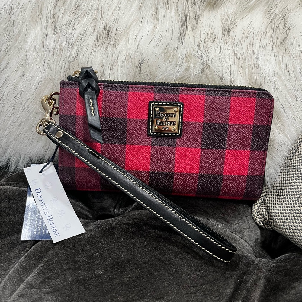 Dooney & Bourke Red Plaid Wristlet Wallet